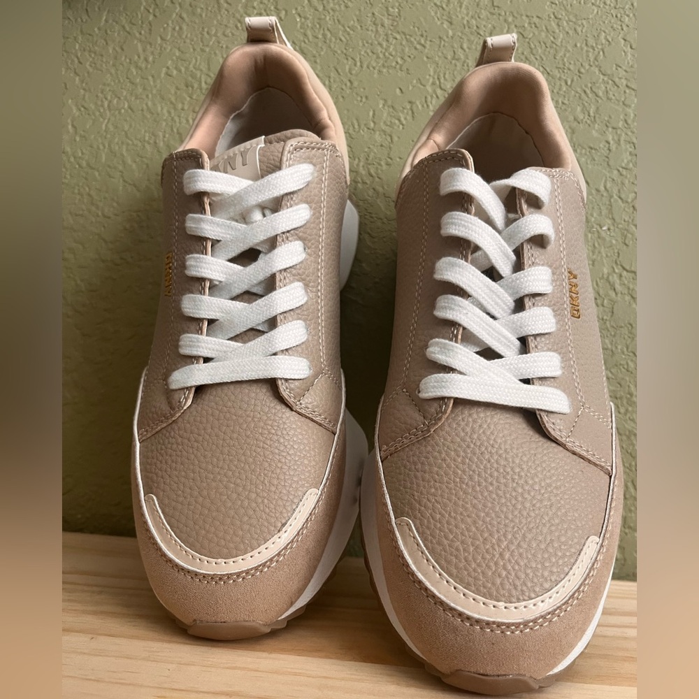 DKNY Tan Sneakers with White Accents